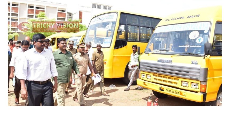 மாவட்ட ஆட்சியருக்காக பெயரளவில் நடைபெற்ற தனியார் பள்ளி வாகன சோதனை