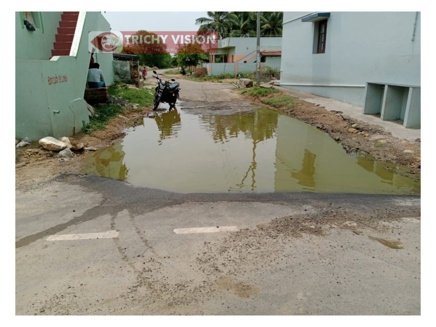 சாலையில் குளம் போல் தேங்கி நிற்கும் மழை நீர் - நடவடிக்கை எடுக்காத ஊராட்சி நிர்வாகம்.