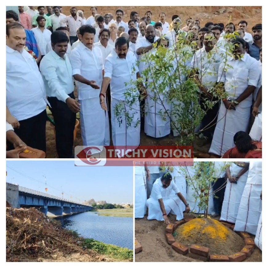 காவிரி ஆற்றின் குறுக்கே புதிய உயர்மட்ட பாலம் கட்டுமான பூஜை