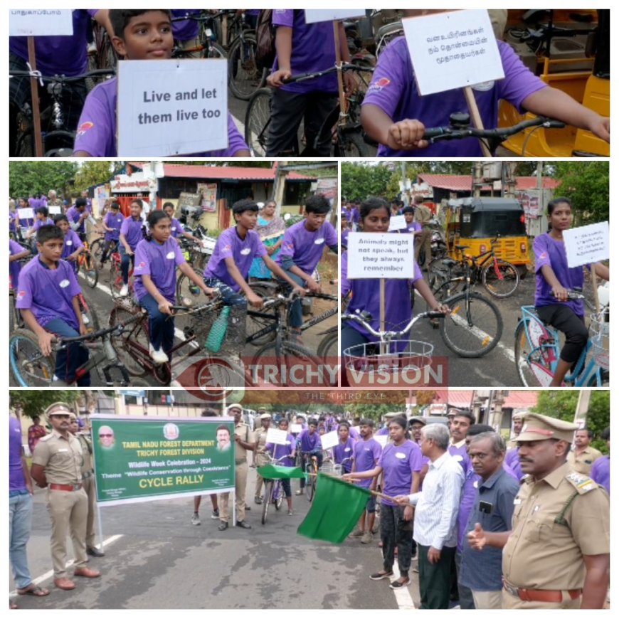 வன உயிரின வார விழா - 200க்கும் மேற்பட்டோர் பங்கேற்ற விழிப்புணர்வு மிதிவண்டி பேரணி