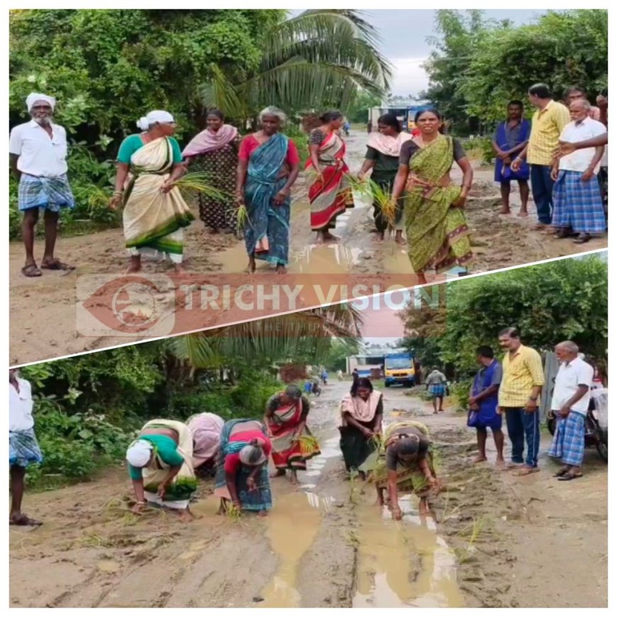 30 ஆண்டுகளுக்கு மேலாக வசதி இல்லாததால் சாலையில் நடவு செய்த பெண்கள்