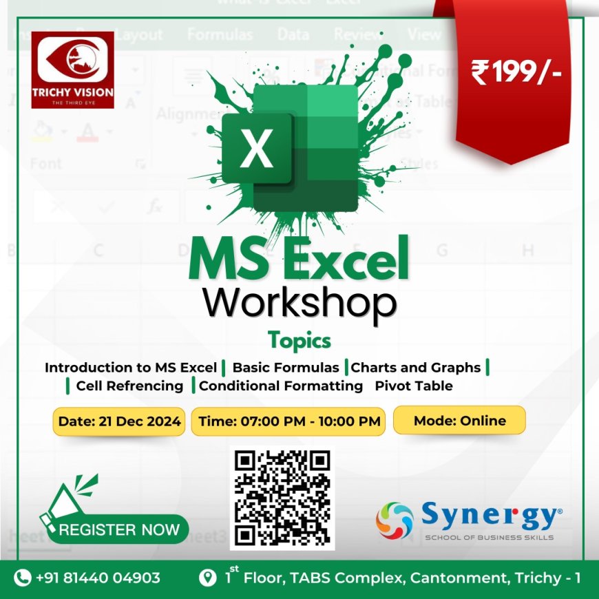 ரூ.199 கட்டணத்தில் MS Excel பயிற்சி