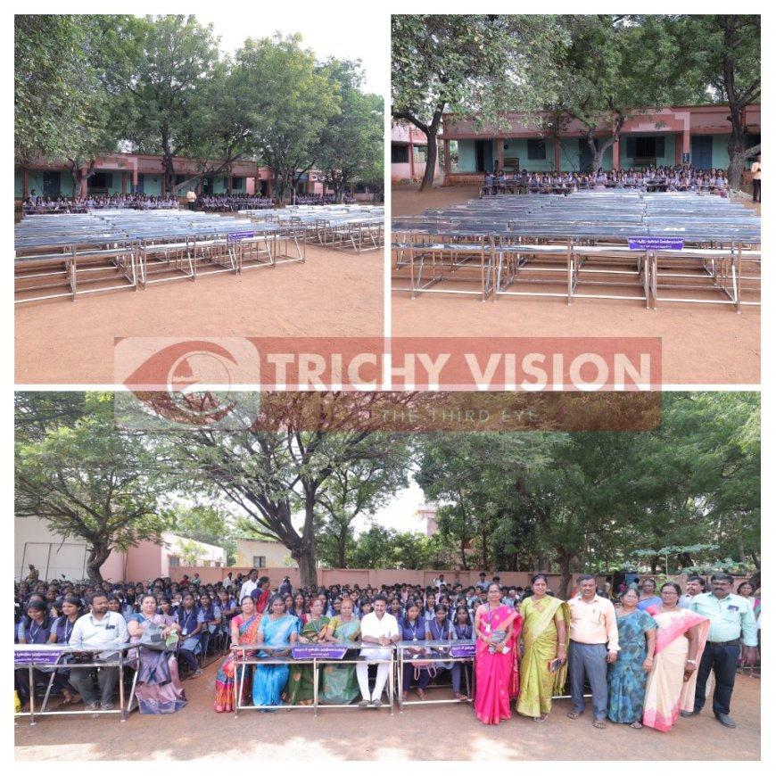 மாணவ, மாணவிகள் பயன்பெறும் வகையில் 200 இருக்கை மற்றும் மேசைகளை வழங்கிய அமைச்சர்