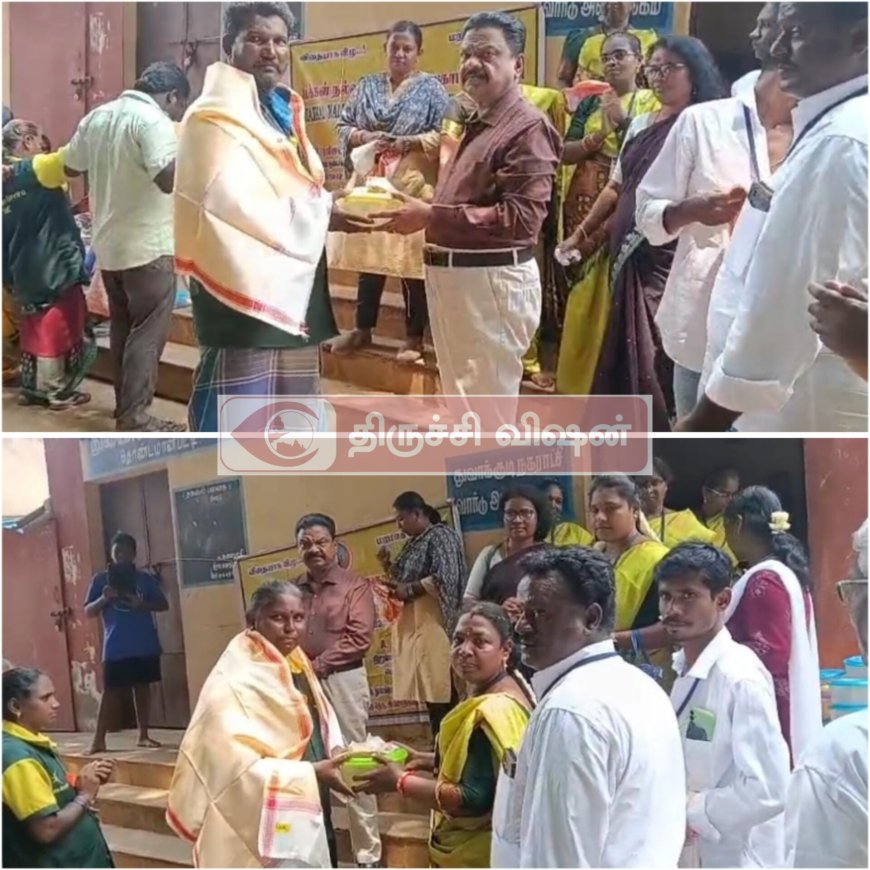 தூய்மை பணியாளர்களுக்கு தொழிலாளர்கள் தினத்தை முன்னிட்டு பொன்னாடை அணிவித்து மரியாதை