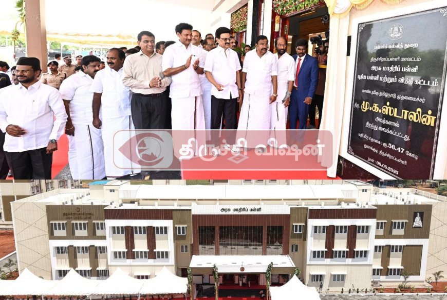 பள்ளிக் கல்வித்துறை சார்பில் 19.65 கோடி ரூபாய் செலவில் கட்டப்பட்டுள்ள அரசு மாதிரி பள்ளியை முதலமைச்சர் திறந்து வைத்தார்