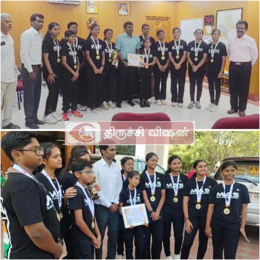 ஜார்ஜியா நாட்டில் நடைபெற்ற நடன போட்டிகளில் தங்கம் பதக்கம் வென்ற மாணவிகளுக்கு மாவட்ட ஆட்சியர் வாழ்த்து