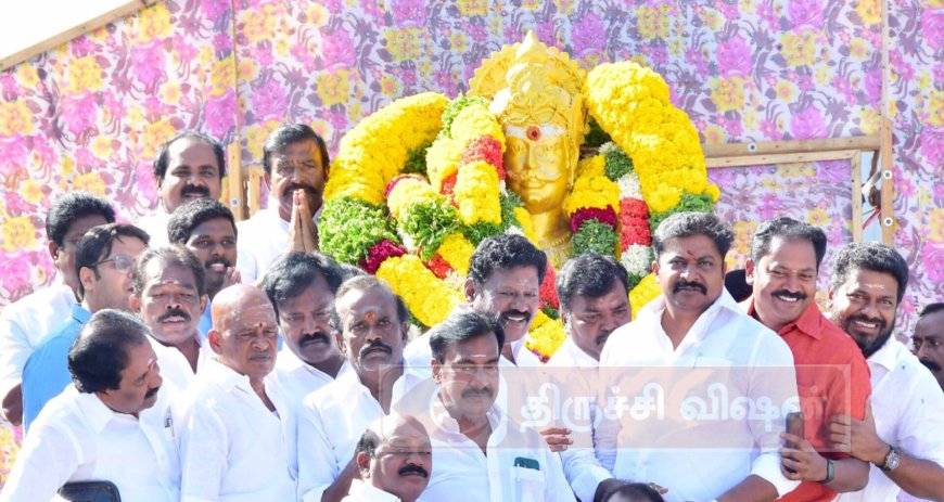 பேரரசர் பெரும்பிடுகு முத்திரையர் 1350 ஆவது பிறந்தநாள்-திருஉருவசிலைக்கு அமைச்சர்கள் மாலை அணிவித்து மரியாதை