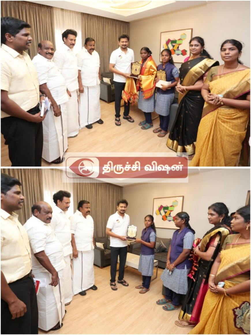 பொதுத்தேர்வு நேரத்தில் தந்தையை இழந்து தேர்வு எழுதிய மாணவிகளை பாராட்டிய துணை முதல்வர்