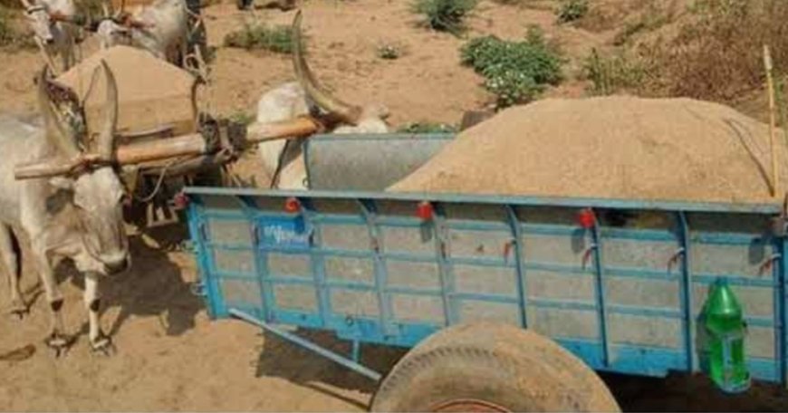 சட்டவிரோதமாக ஆற்று மணலை மாட்டு வண்டிகளில் திருடிய மூன்று பேர்