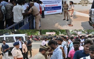 திருச்சியில் காவல்துறை எழுத்துத் தேர்வு மையங்களை ஆய்வு செய்த காவல் ஆணையர்