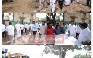 திருவெறும்பூர் புதிய பேருந்து நிலைய அடிக்கல் நாட்டு பணிகளை அமைச்சர் ஆய்வு