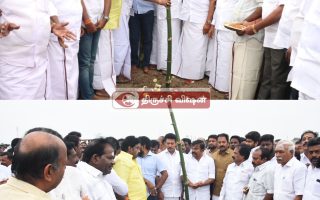 திருச்சியில் தி.மு.க மாநாட்டிற்கு பந்தல் கால் நடும் விழா – அமைச்சர்கள் கே.என்.நேரு, அன்பில் மகேஷ் பொய்யாமொழி  பங்கேற்பு