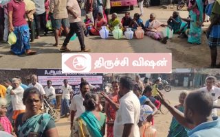 மணப்பாறை அருகே காலி குடங்களுடன் பொதுமக்கள் சாலை மறியல்