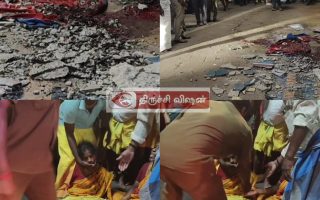 திருச்சி சமயபுரம் கோவிலில் மேற்கூரை இடிந்து விழுந்ததில்  பக்தர் நேர்ந்த துயரம் – இருவர் மருத்துவமனையில் அனுமதி