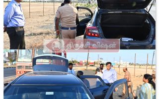 திருச்சி பஞ்சப்பூரில் வாகன சோதனை: கலெக்டர் சரவணன் ஆய்வு