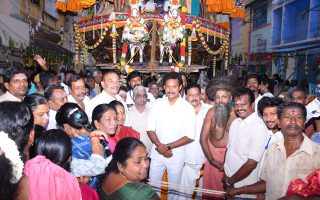 அருள்மிகு தாயுமான சுவாமி திருக்கோவில் சித்திரை தேர் திருவிழா அமைச்சர் அன்பில் மகேஷ் பொய்யாமொழி பங்கேற்பு