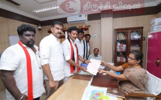 அமைச்சர் அன்பில் மகேஷ் வேட்பு மனு தாக்கல்