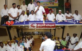 திருவெறும்பூர் வேட்பாளர் அன்பில் மகேஸ் பொய்யாமொழிக்கு வணிகர் சங்க பேரமைப்பு ஆதரவு:  அரியமங்கலத்தில் உற்சாக வாக்கு சேகரிப்பு