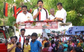 தீவிர வாக்கு சேகரிப்பில் அமைச்சர் அன்பில் மகேஷ் பொய்யாமொழி!