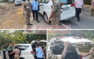 அமைச்சர் அன்பில் மகேஸ் பொய்யாமொழி வாகனத்தை தேர்தல் பறக்கும் படையினர் சோதனை