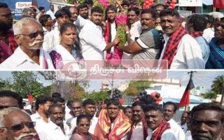 லால்குடியில் வீதி வீதியாக வாக்கு சேகரித்த டி. பாரி வள்ளல்