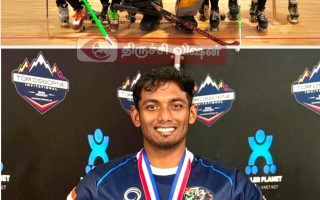 அமெரிக்காவில் தங்கம் வென்ற திருச்சி ரோலர் ஹாக்கி வீரர் நிஷாந்த் வீரராகவன்