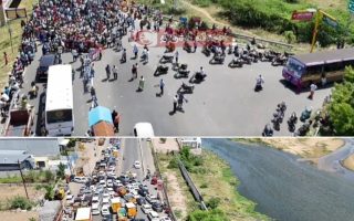 திருச்சி சென்னை தேசிய நெடுஞ்சாலையில் மறியல் போக்குவரத்து ஸ்தம்பித்தது.